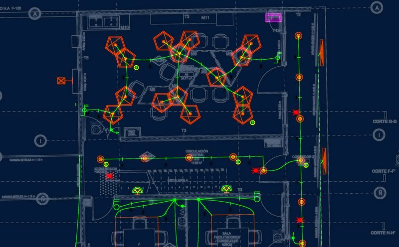 Planta de alumbrado y enchufes del Centro de Creación CECREA